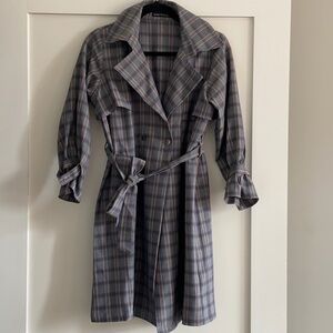 Helen Princess Gray Plaid Trench Coat